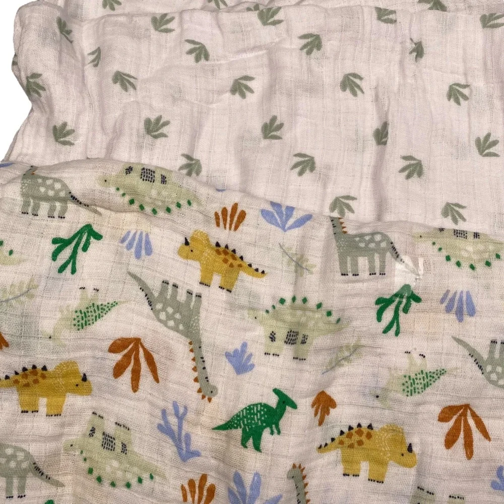 Kyle & Deena New York Muslin Swaddle Blankets Dinosaur Print 2-Pack 36